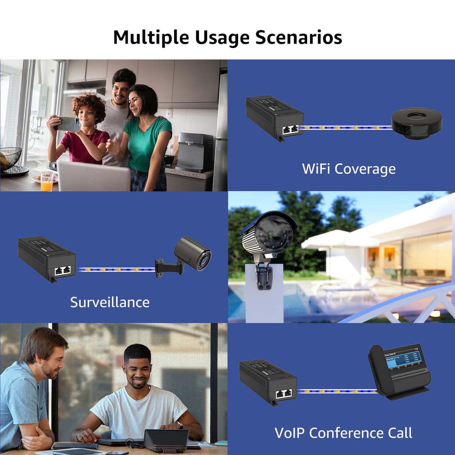 YuanLey Gigabit PoE Injector 60W, PoE++ Injector Converts Non-PoE to PoE++ Network, IEEE 802.3at/af, 10/100/1000Mbps PoE Adapter, Distances Up to 325 Feet, Plug & Play, Wall-Mounted