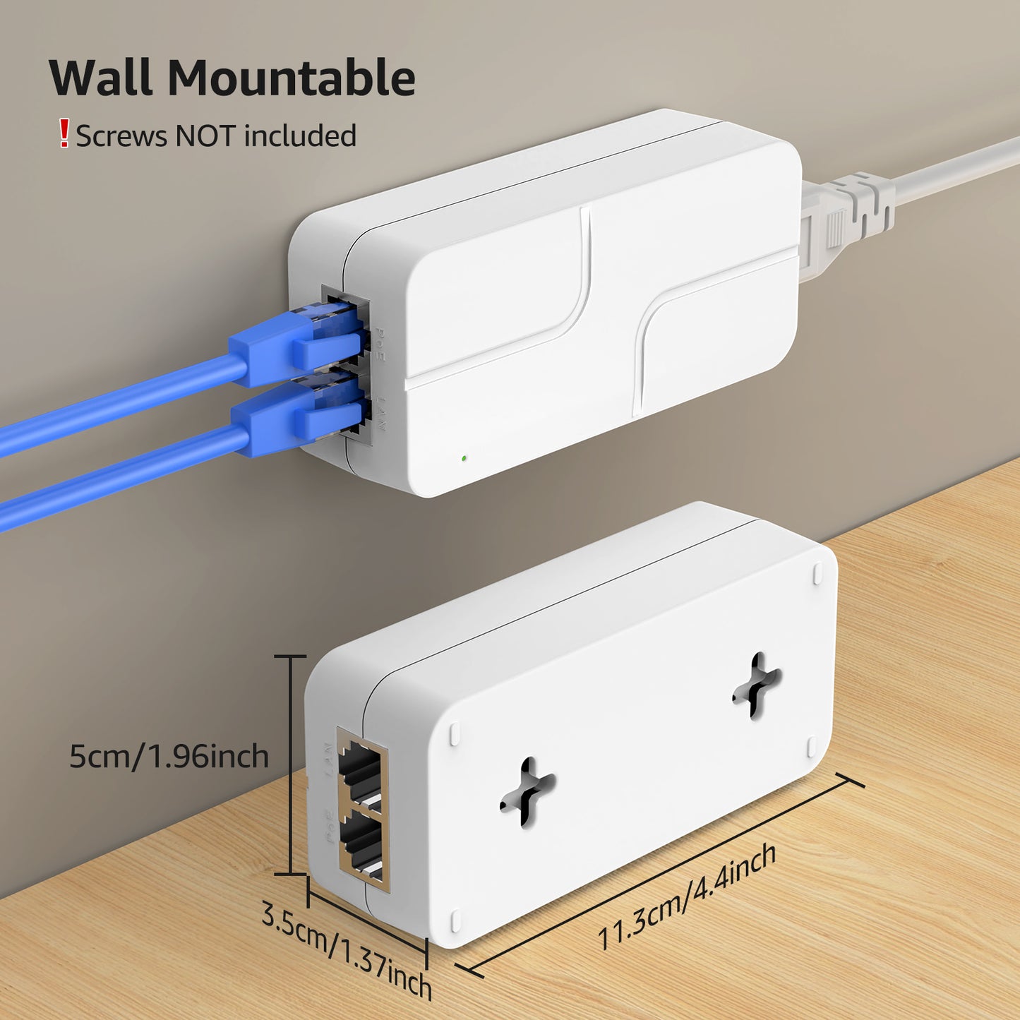 YuanLey 2.5G PoE Injector 30W, PoE+ Injector Converts Non-PoE to PoE+, 52V IEEE 802.3at/af, 10/100/1000/2500Mbps Ethernet PoE Adapter Plug & Play, Power Over Ethernet Up to 325 Feet