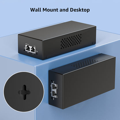 YuanLey Gigabit PoE Injector 90W, 10/100/1000Mbps PoE++ Injector Adapter, IEEE 802.3bt/at/af, Up to 325 Feet, Metal Case Desktop/Wall-Mount, Plug & Play