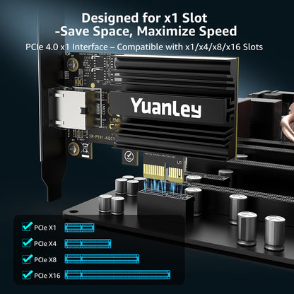 10G PCIe Network Card, YuanLey 10G Base-T Ethernet Card with Marvell AQC113 Conrtoller, PCIE to 10Gb RJ45 Ethernet Adapter NIC Compatible with PCI Express X1,X4,X8,X16, for Windows 10/11, Linux OS