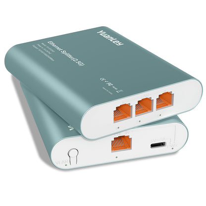 1 to 3 Port 2.5G Ethernet Splitter Switch with PoE Input, 4 Port 2.5G High Speed Splitter with Aluminum Case, VLAN Isolation, USB-C/PoE Powered Network Port Expander for Router, PC, IP Camera Visit the YuanLey Store