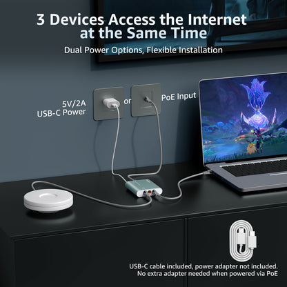 1 to 3 Port 2.5G Ethernet Splitter Switch with PoE Input, 4 Port 2.5G High Speed Splitter with Aluminum Case, VLAN Isolation, USB-C/PoE Powered Network Port Expander for Router, PC, IP Camera Visit the YuanLey Store