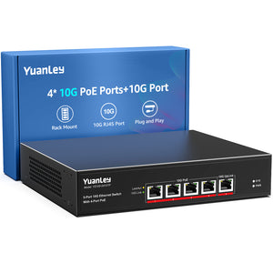YuanLey 10 Port 2.5G PoE Switch Unmanaged, 8 x 2.5G Base-T PoE Ports, 2x10G SFP, IEEE802.3af/at, 120W, Kompatibel mit 100/1000/2500Mbps, Metall Lüfterlos, Desktop/Rack Mount 2.5Gbe Netzwerk Switch YuanLey 10 Port 2.5G PoE Switch Unmanaged, 8 x 2.5G Base-T PoE Ports, 2x10G SFP, IEEE802.3af/at, 120W, Kompatibel mit 100/1000/2500Mbps, Metall Lüfterlos, Desktop/Rack Mount 2.5Gbe Netzwerk Switch