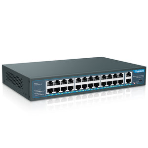24x 100Mbps PoE + 2x Gigabit Uplink