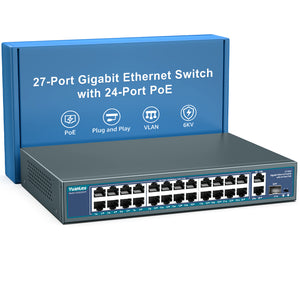 24x 1000Mbps PoE + 2x Gigabit Uplink+1x Gigabit SFP