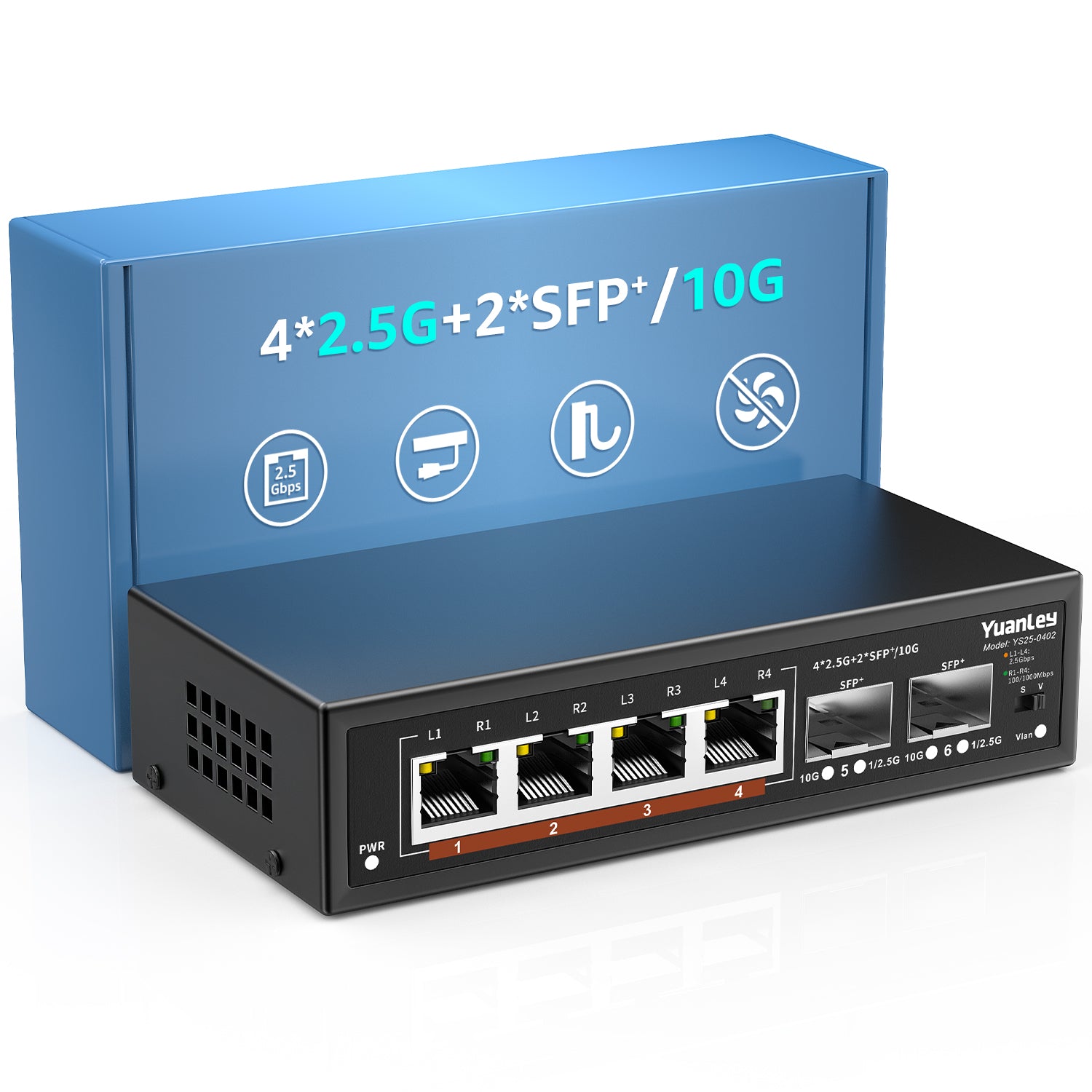 6 Port 2.5G Unmanaged Ethernet Switch, Compatible with 100/1000 ...