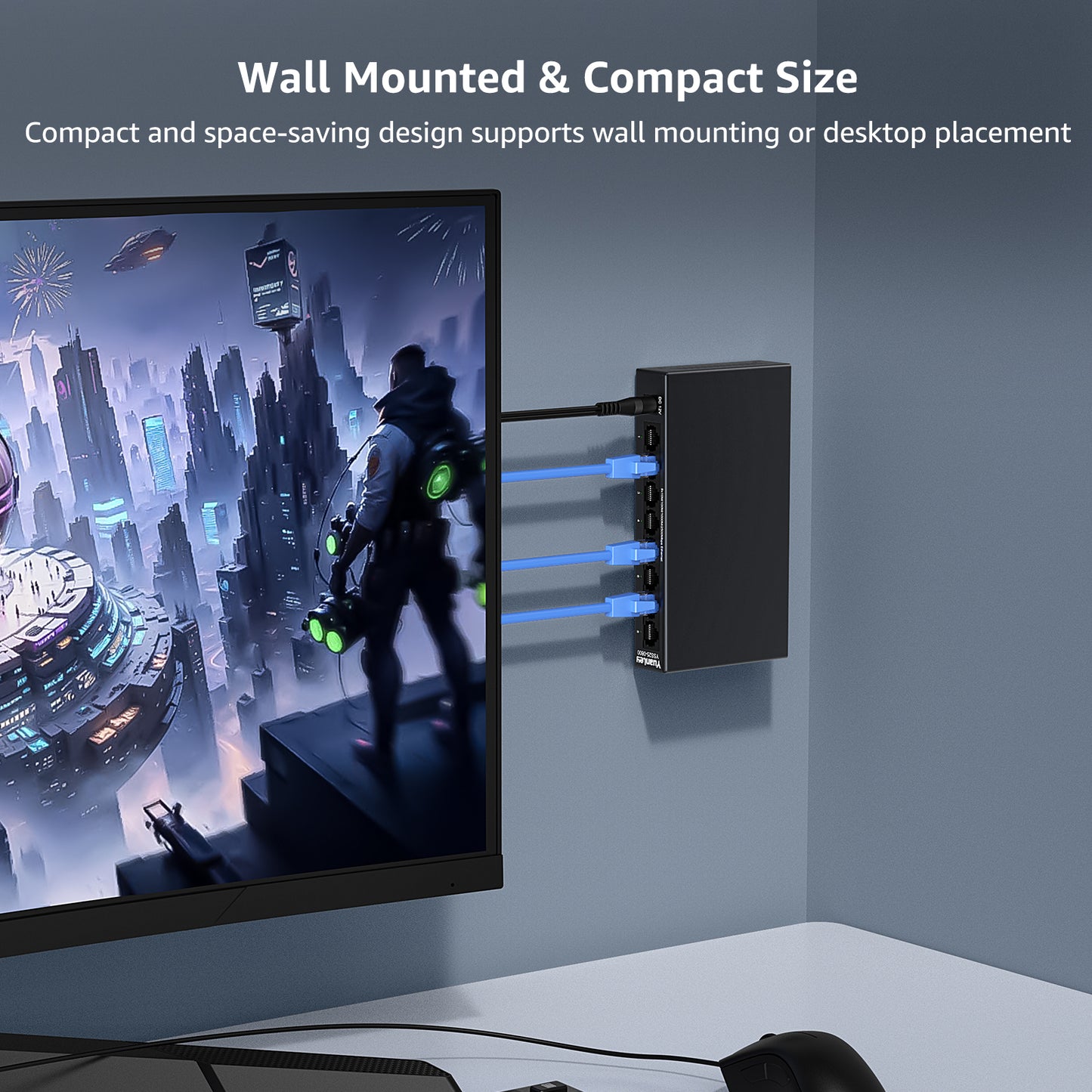 YuanLey 8 Port 2.5G Ethernet Switch, Multi-Gig 2.5Gbps Network Switch Unmanaged with 8 x 2.5GbE RJ45 Ports, Plug & Play, Desktop/Wall Mount, Fanless Metal LAN Switch for NAS, WiFi 6 AP