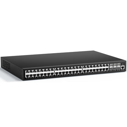 YuanLey 48 Port Gigabit Managed PoE Switch with 48 10/100/1000Mbps PoE+ Ports, 6X 10Gbps SFP+, L3 Smart Managment Ethernet Switch, VLAN, QoS, ACL, SSL, Fanless, Rackmount Network Switch